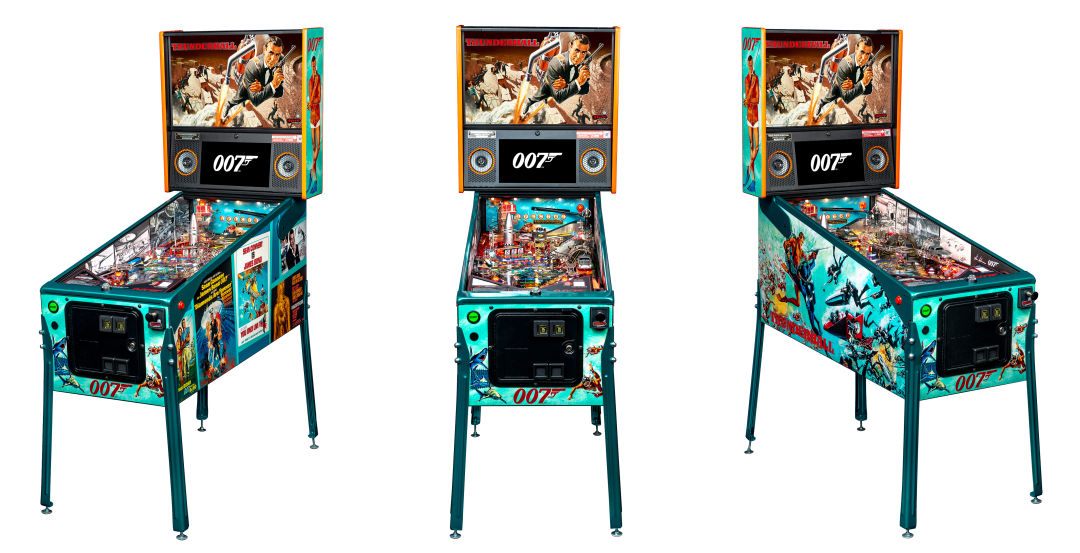 Left, Front, and Right facing cabinet images of James Bond 007 Limited Edition Pinball