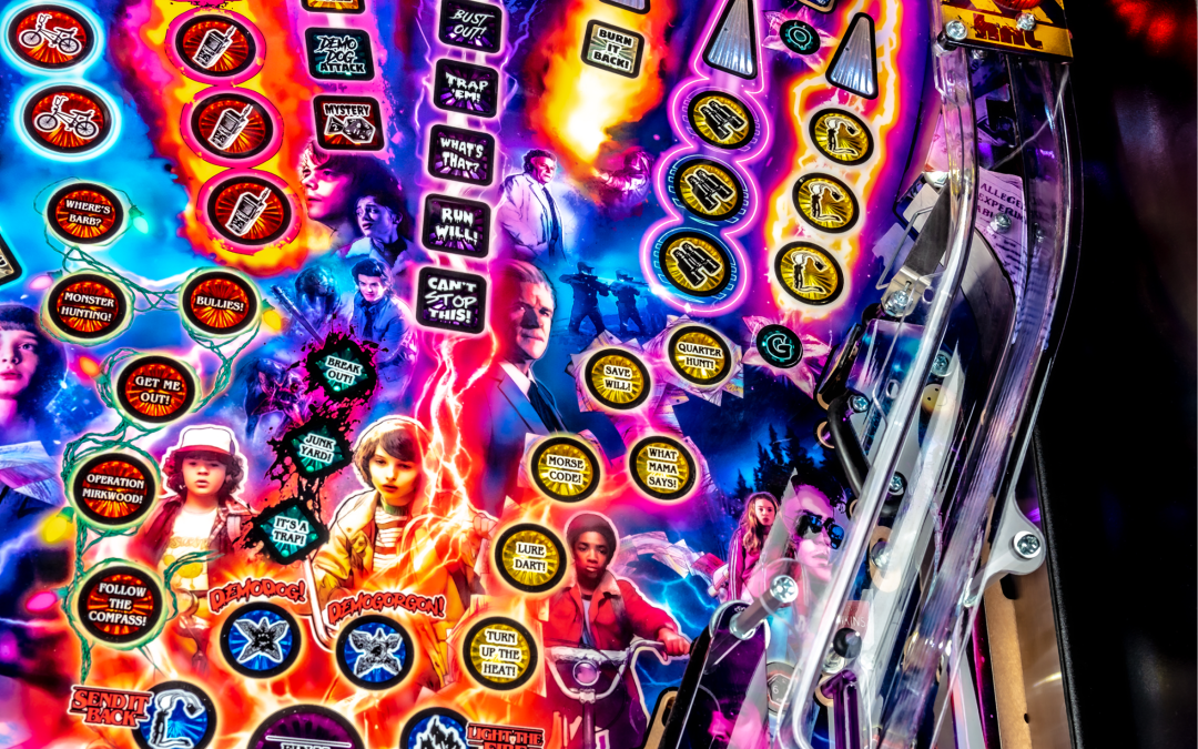 Ramps and playfield imagery  on Stranger Things Pro pinball.
