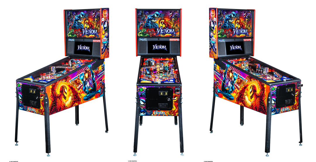 Venom premium cabinets that show front, left, and right angles. 