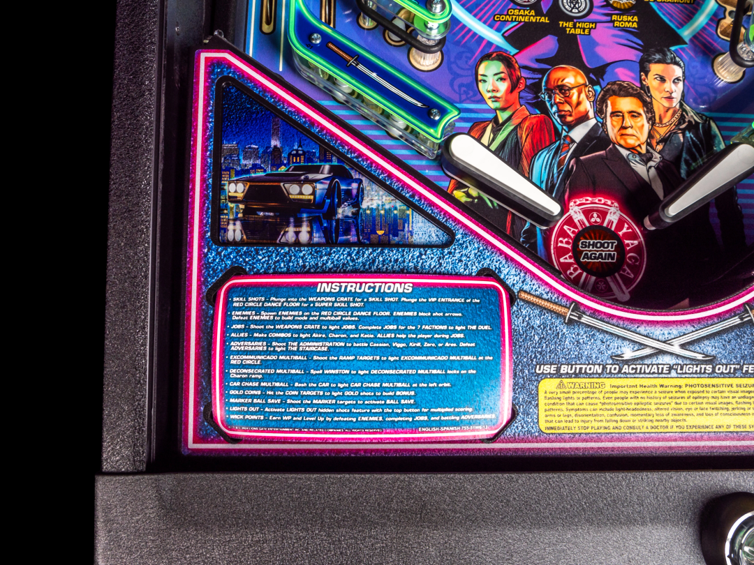 Bottom arch on John Wick Premium pinball.