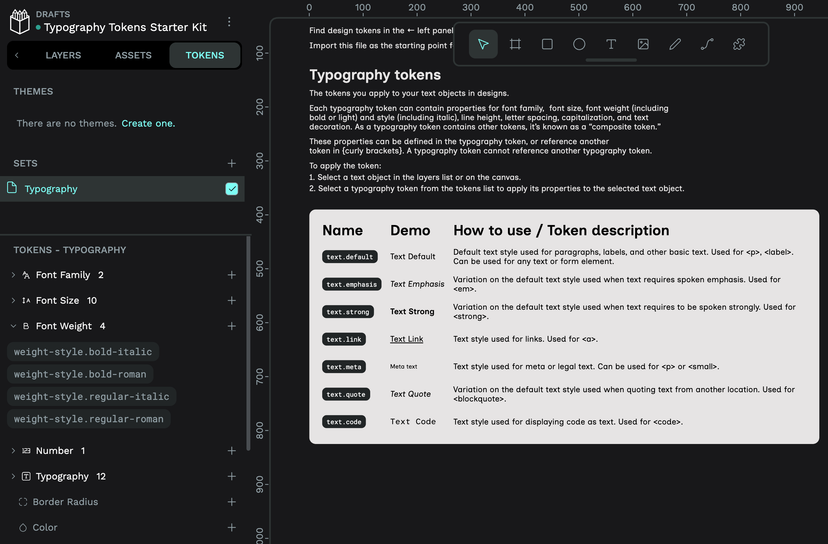 Penpot Libraries & Templates | Typography design tokens starter kit
