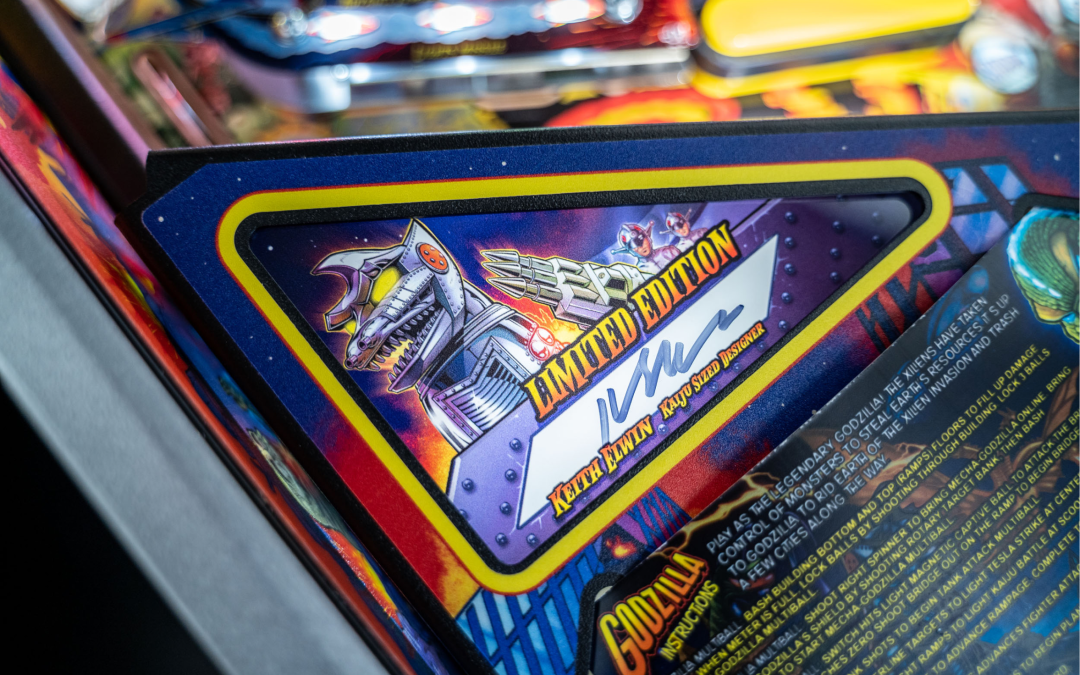 Keith Elwin signature on Godzilla Limited Edition Pinball Machine