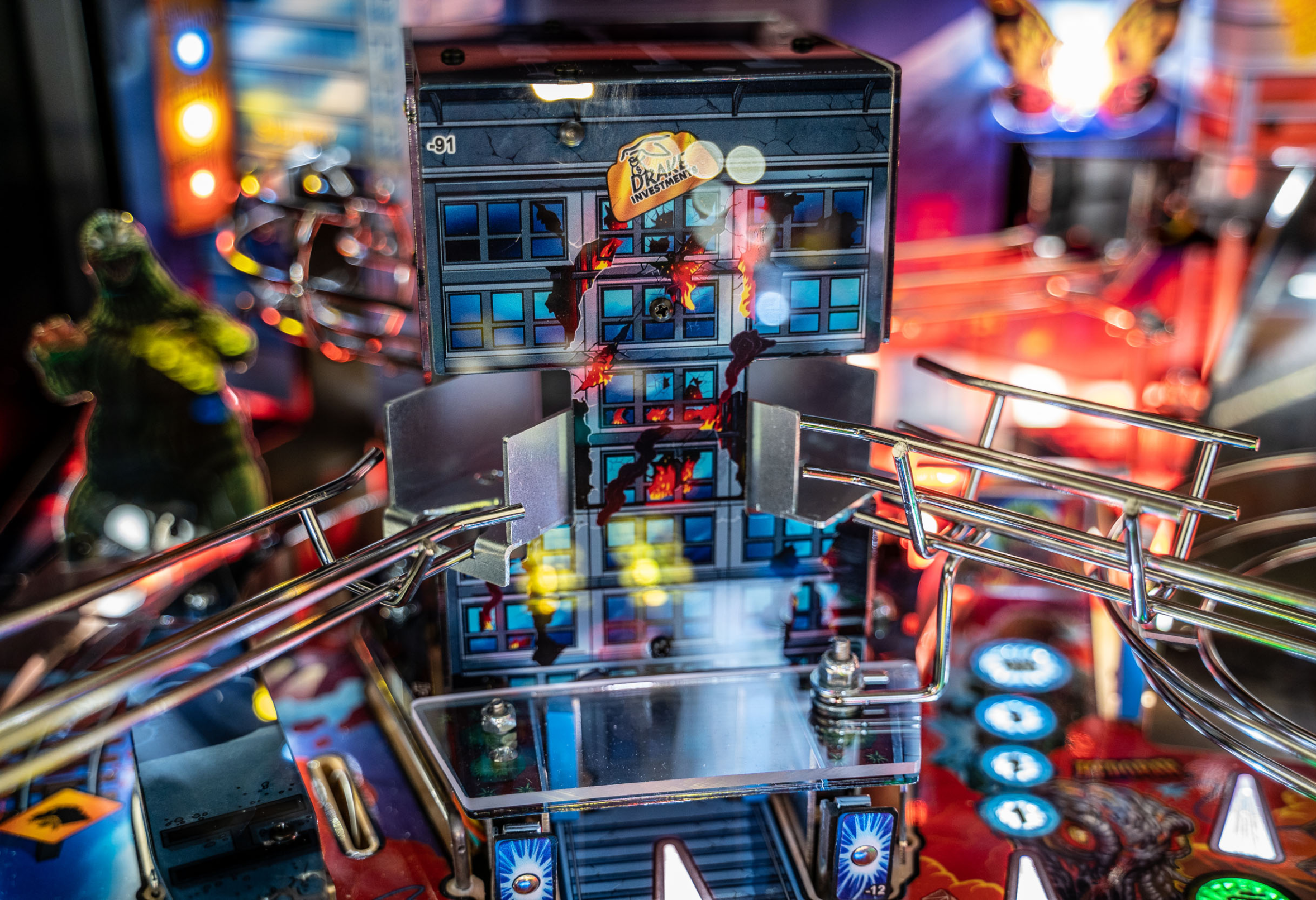 Skyscraper on Godzilla Pro Pinball Machine