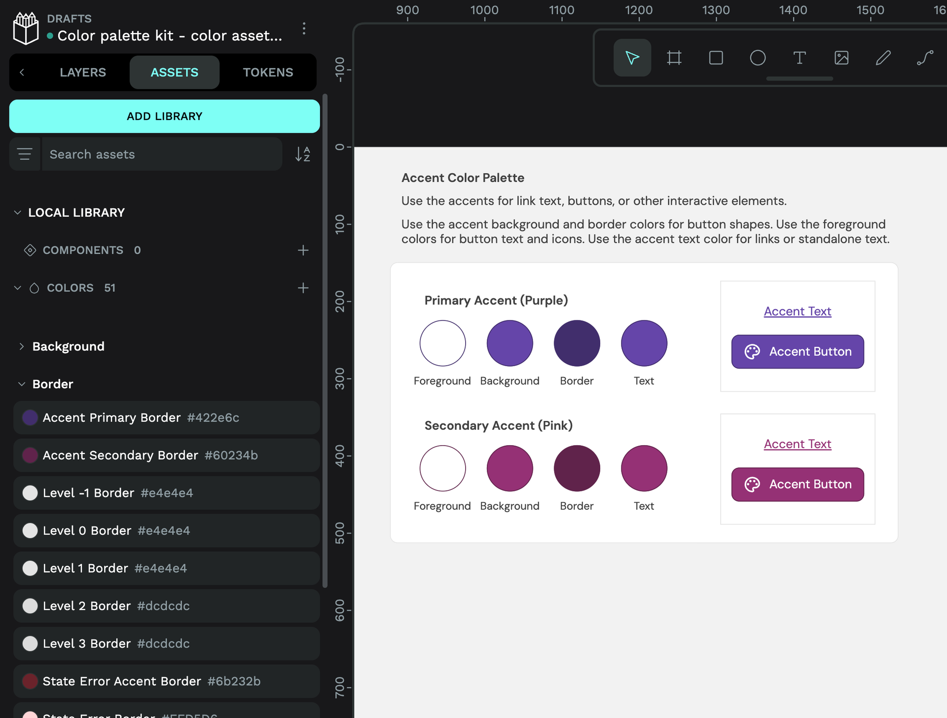 Penpot Libraries & Templates | Color palette kit - Color assets edition