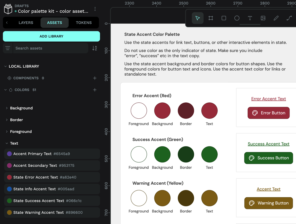 Penpot Libraries & Templates | Color palette kit - Color assets edition