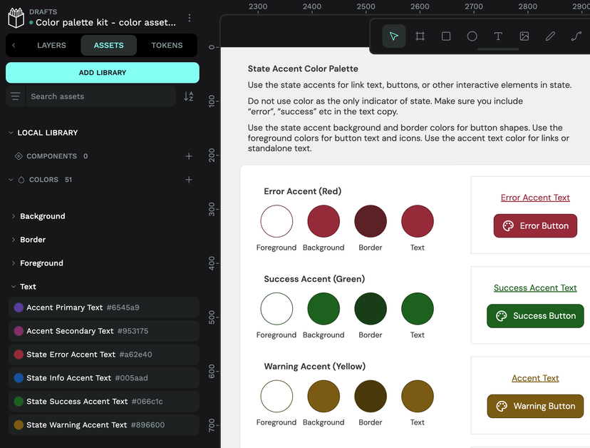 Penpot Libraries & Templates | Color palette kit - Color assets edition
