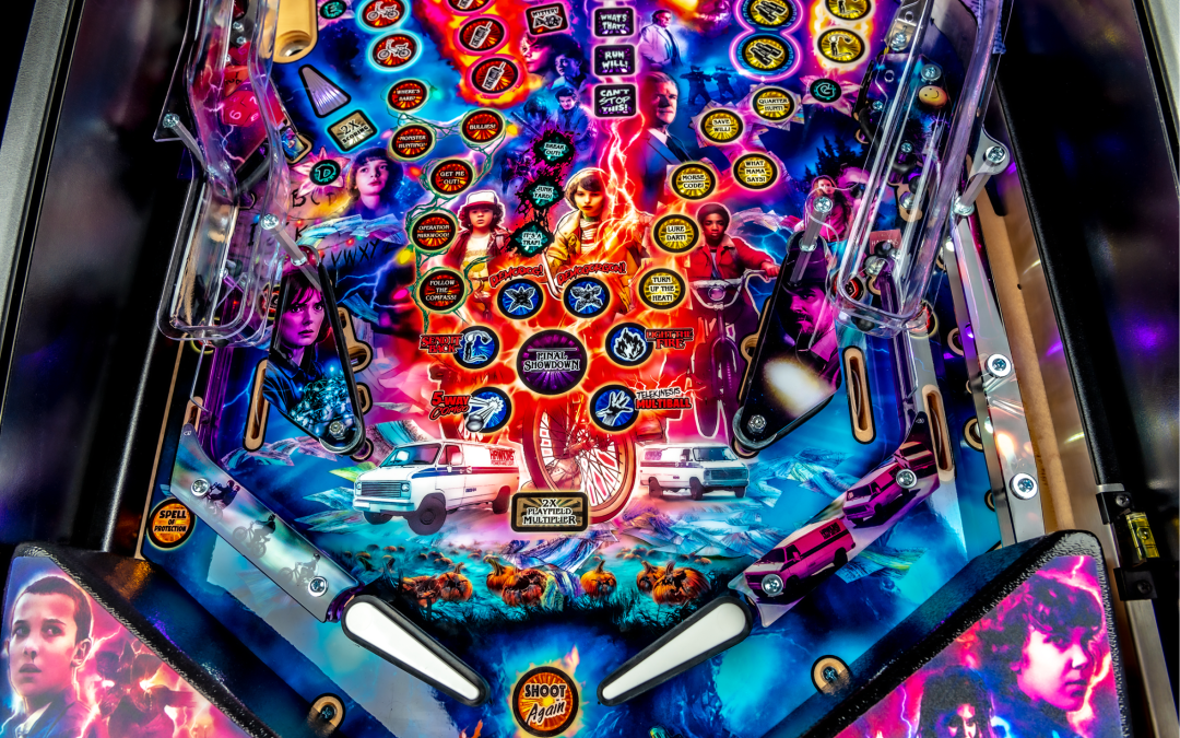 Hand drawn artwork on Stranger Things Pro pinball.