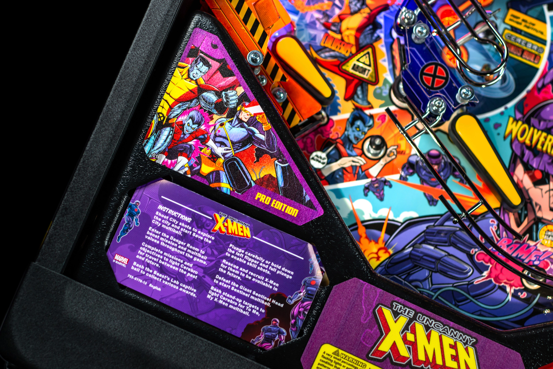Instruction card on The Uncanny X-Men Pro pinball.