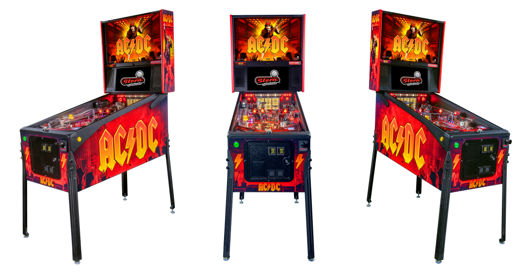 A Fan layout of the cabinet of the AC/DC Remastered Premium Edition by Stern Pinball