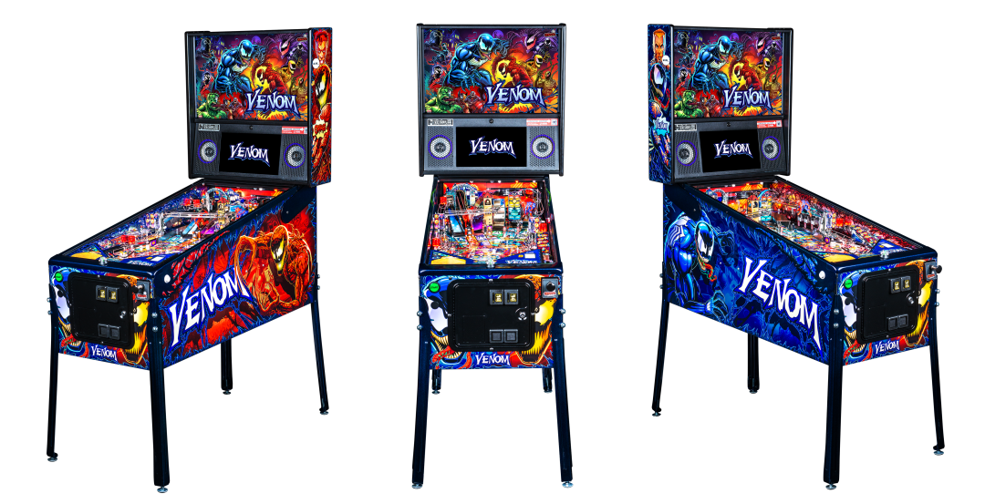 Venom limited edition cabinets that show front, left, and right angles.