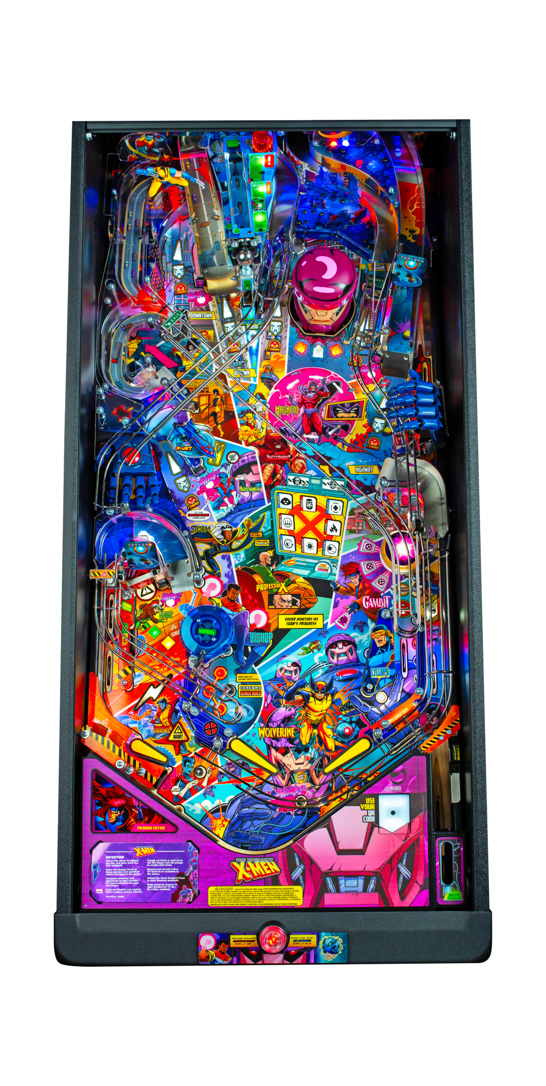 The Uncanny X-Men Premium pinball playfield.