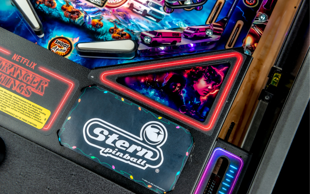 Cabinet apron on Stranger Things Premium pinball.