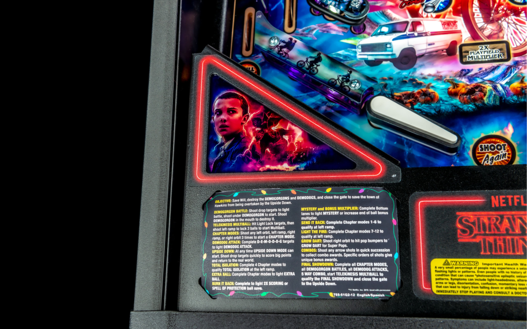 Unique side decal cabinet on Stranger Things Premium pinball.