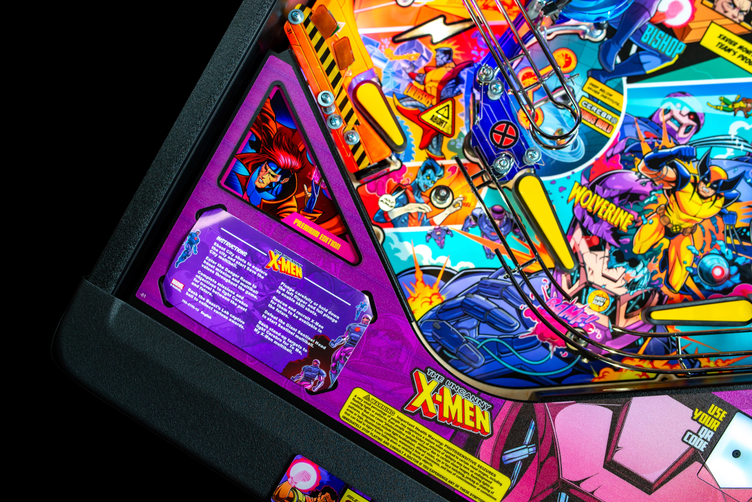 Powder-coated steel bottom arch on The Uncanny X-Men Premium pinball.