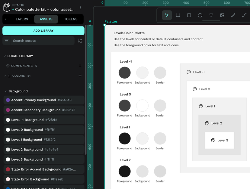 Penpot Libraries & Templates | Color palette kit - Color assets edition