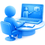 Image of tutoring learner on laptop video call presentation