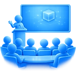 Image of a speaker presenting to a crowd of people