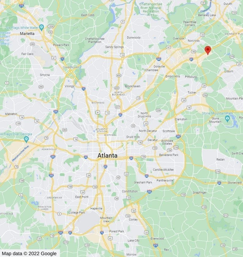 A map of Atlanta, Georgia