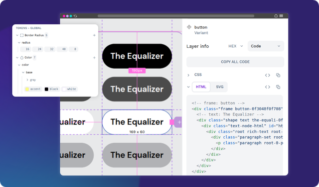interface expressed as code in Penpot