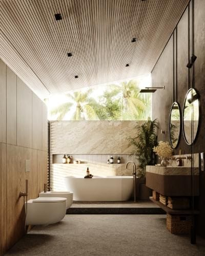 En-suite bathroom with a hot tub in LIOM by VISIONER