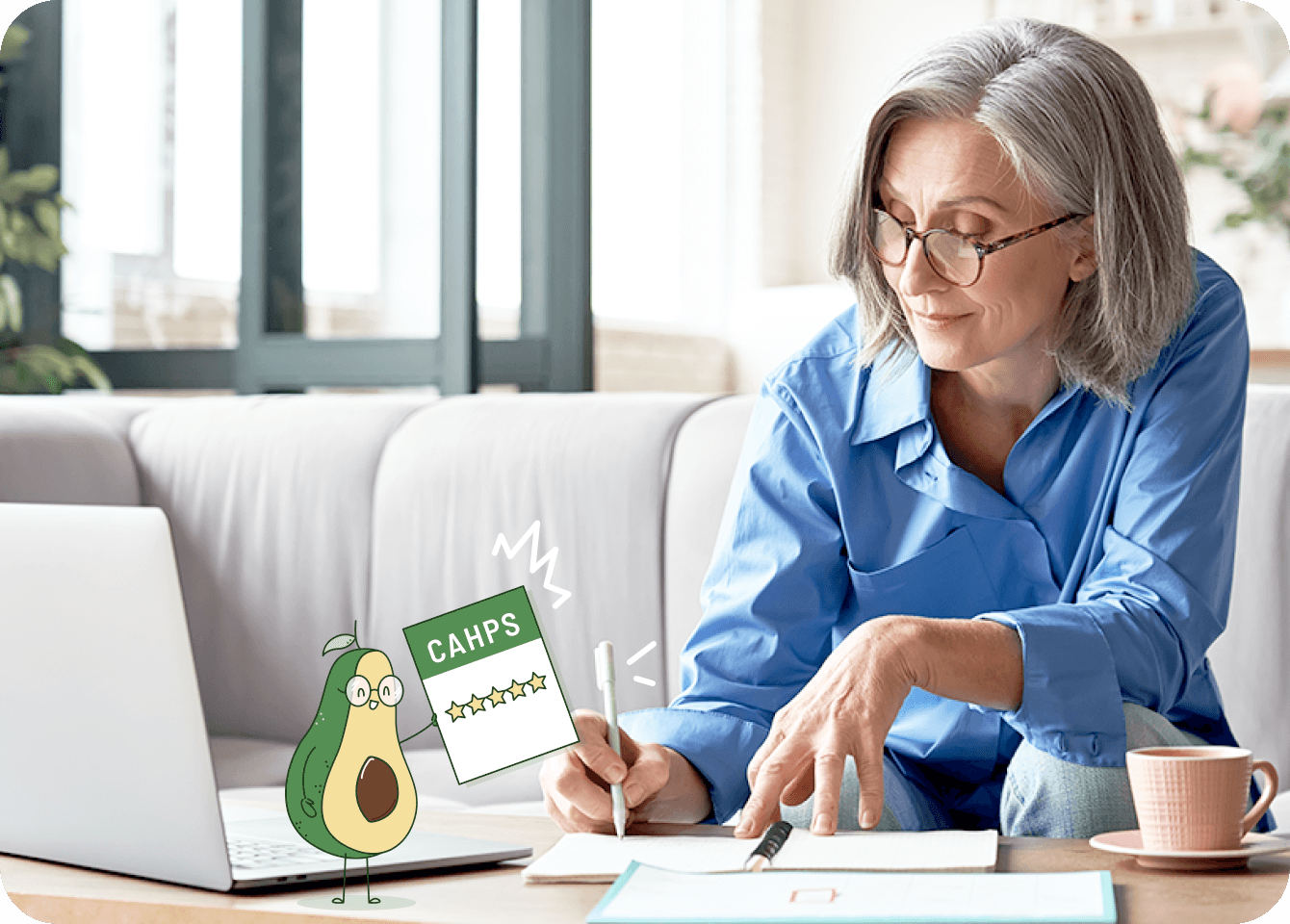 Photo of an older woman receiving quality nutritional counseling from a CAHPS 5-star rated company, Foodsmart