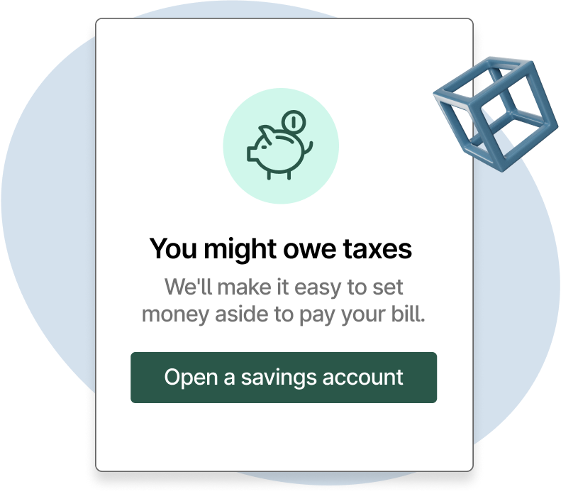 UI component asking if users would like to open a savings account