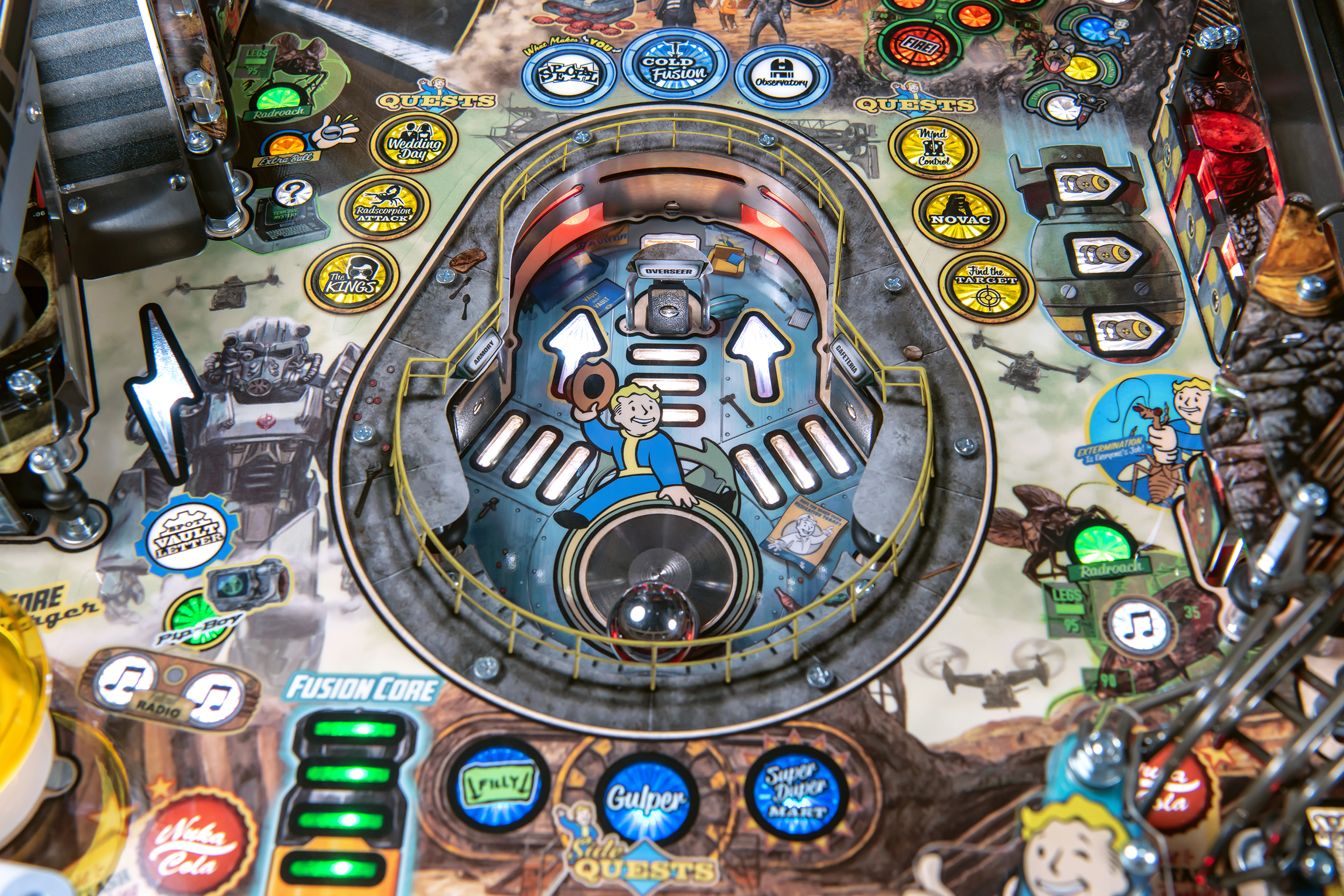 The lower playfield controled by a magnet on the Premium Model of Fallout from Stern Pinball.
