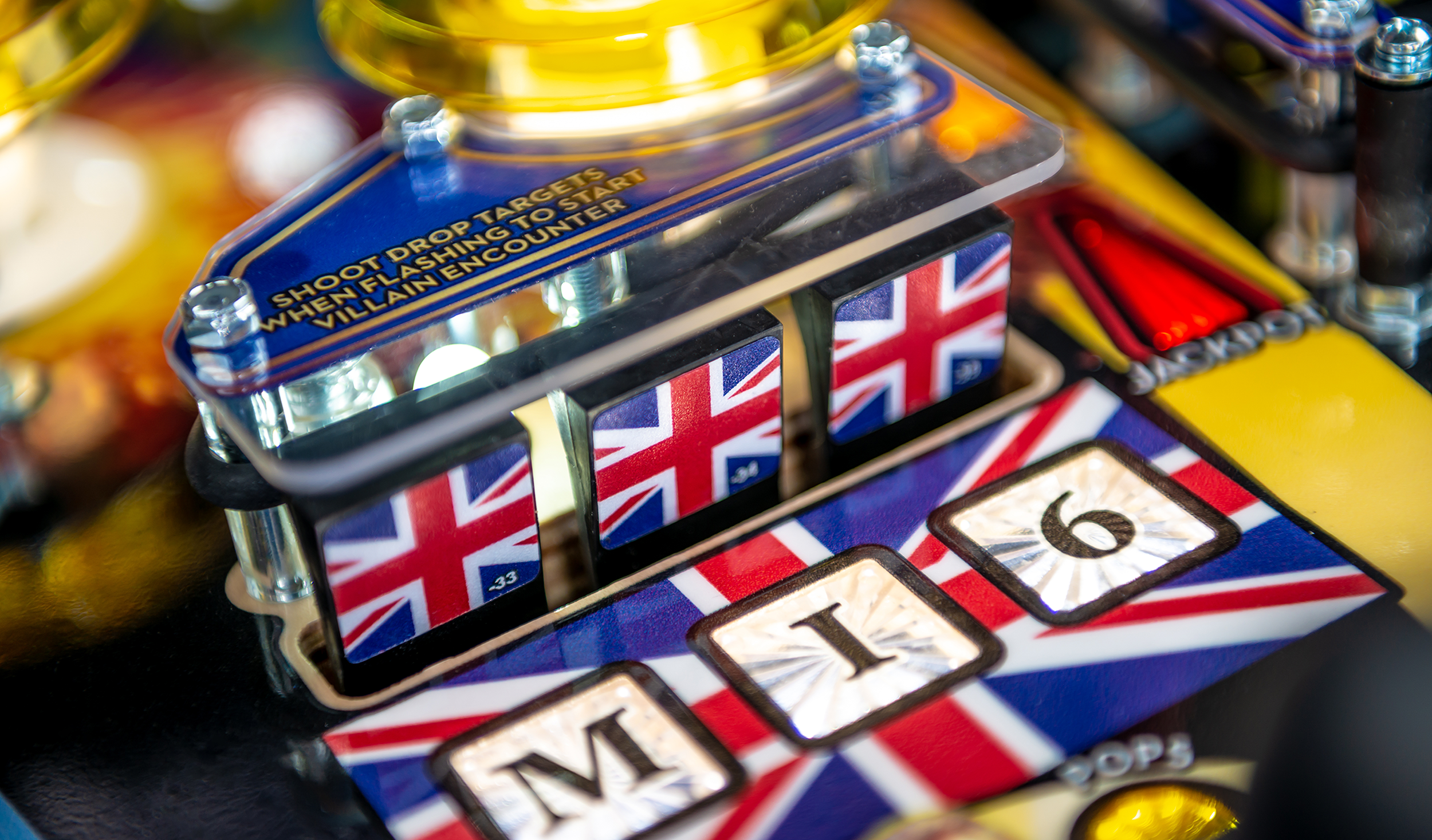 Drop targets on James Bond 007 Anniversary Edition pinball.