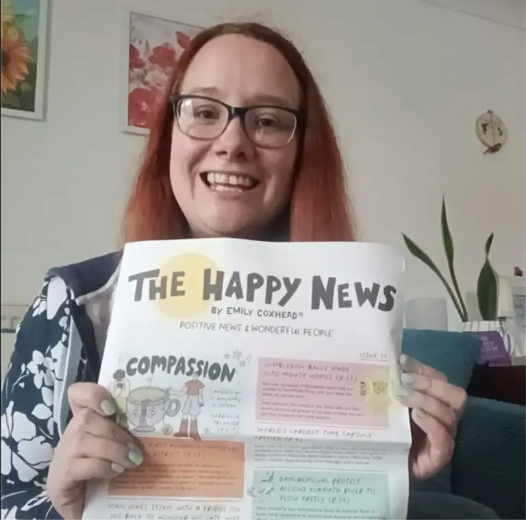 Angharad won a year's 'Happy Newspaper' subscription