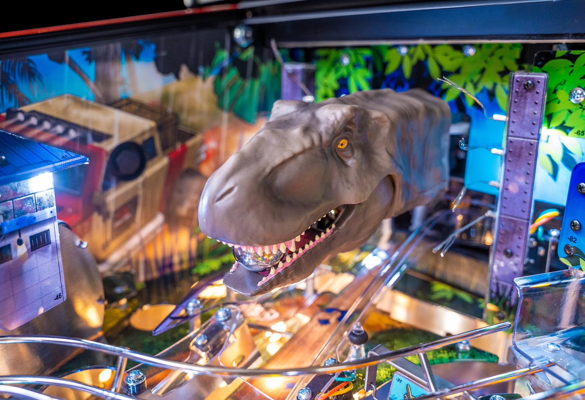 T.Rex Speaker on Jurassic Park Anniversary Edition pinball.