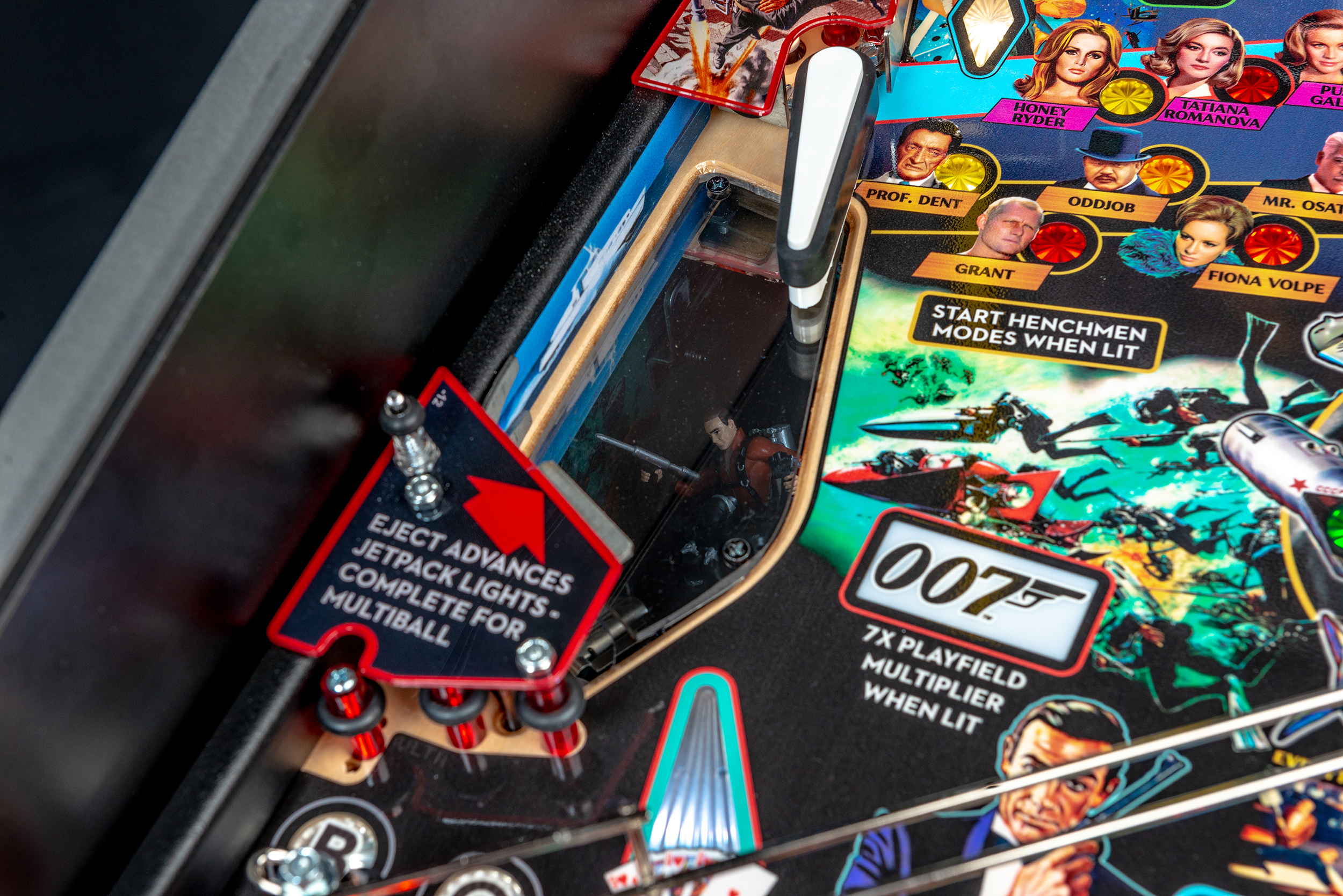 "Thunderball" reverse eject scoop on James Bond 007 Premium pinball.