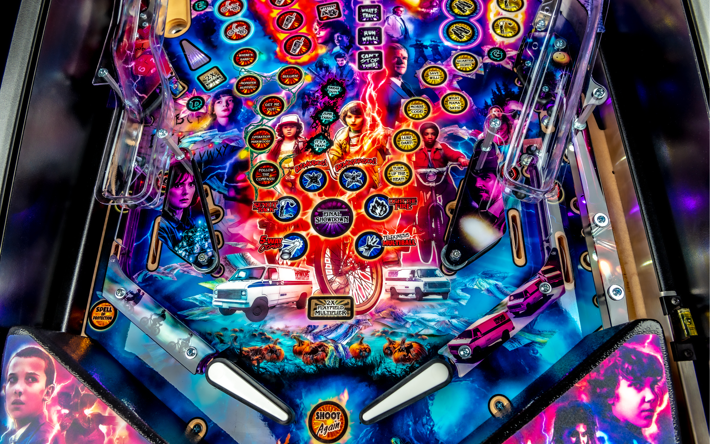 Hand drawn artwork on Stranger Things Pro pinball.