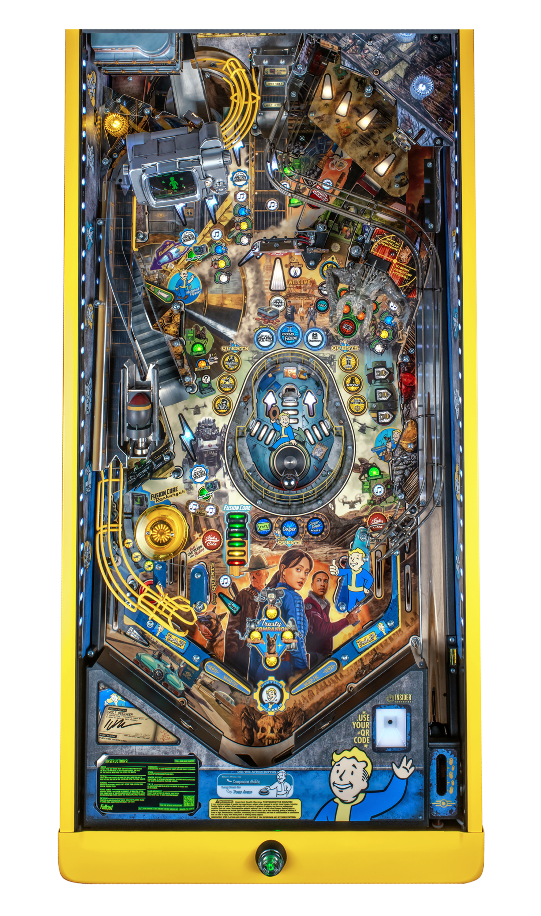 The full playfield of the Limited Edition Model of Fallout Pinball by Stern.