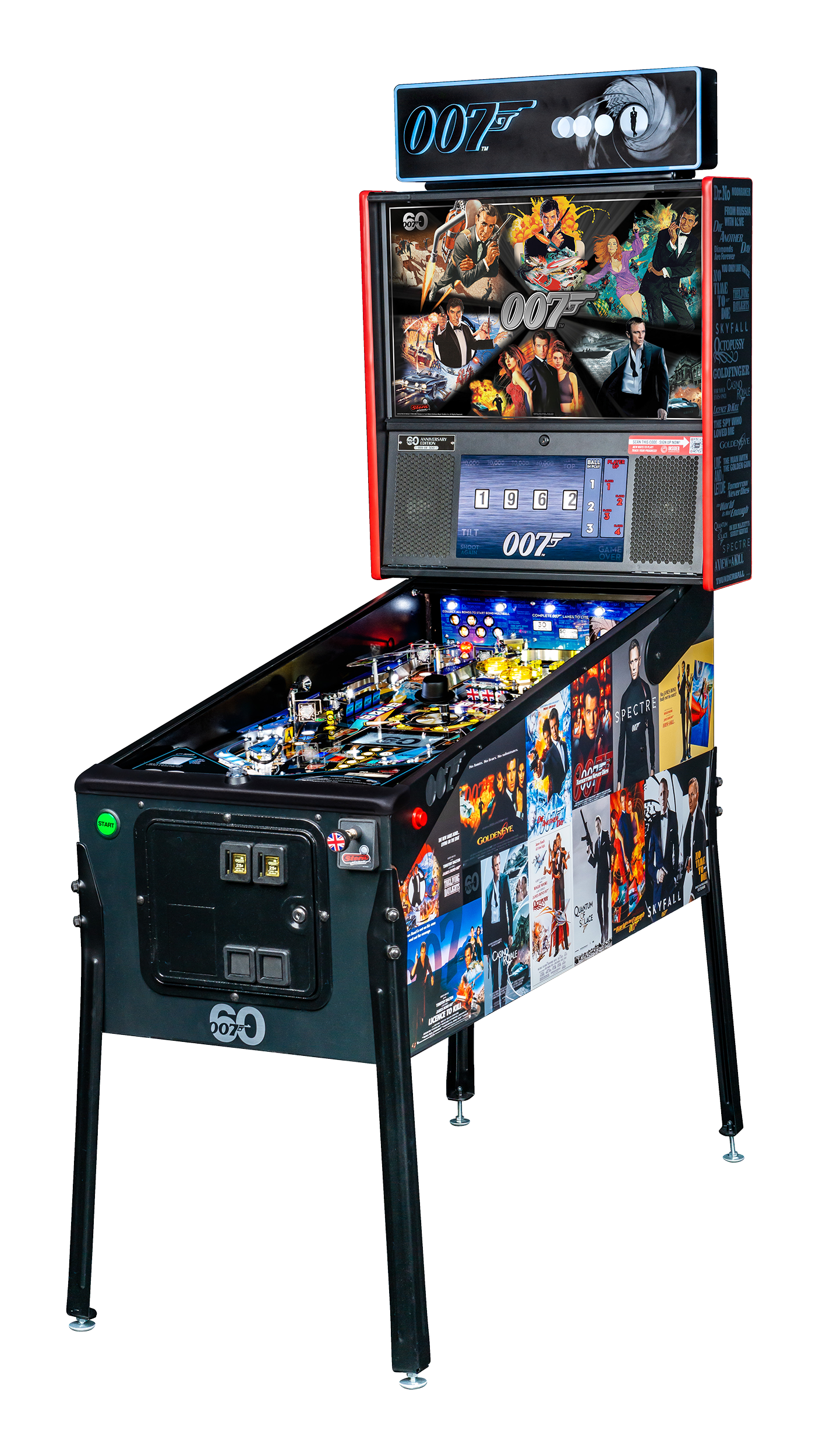 Left Facing James Bond 007 Anniversary Edition pinball.