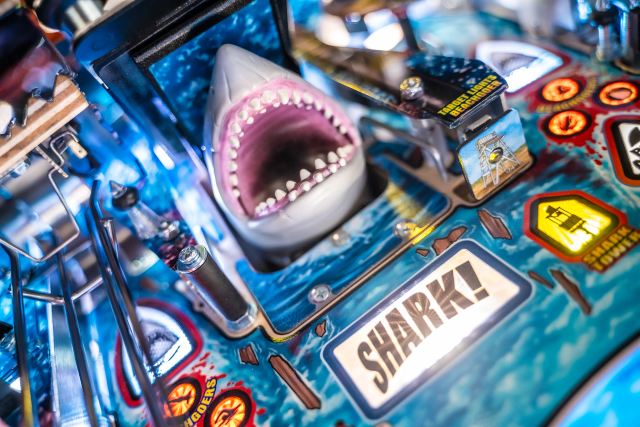 Shark on Jaws pinball machine.