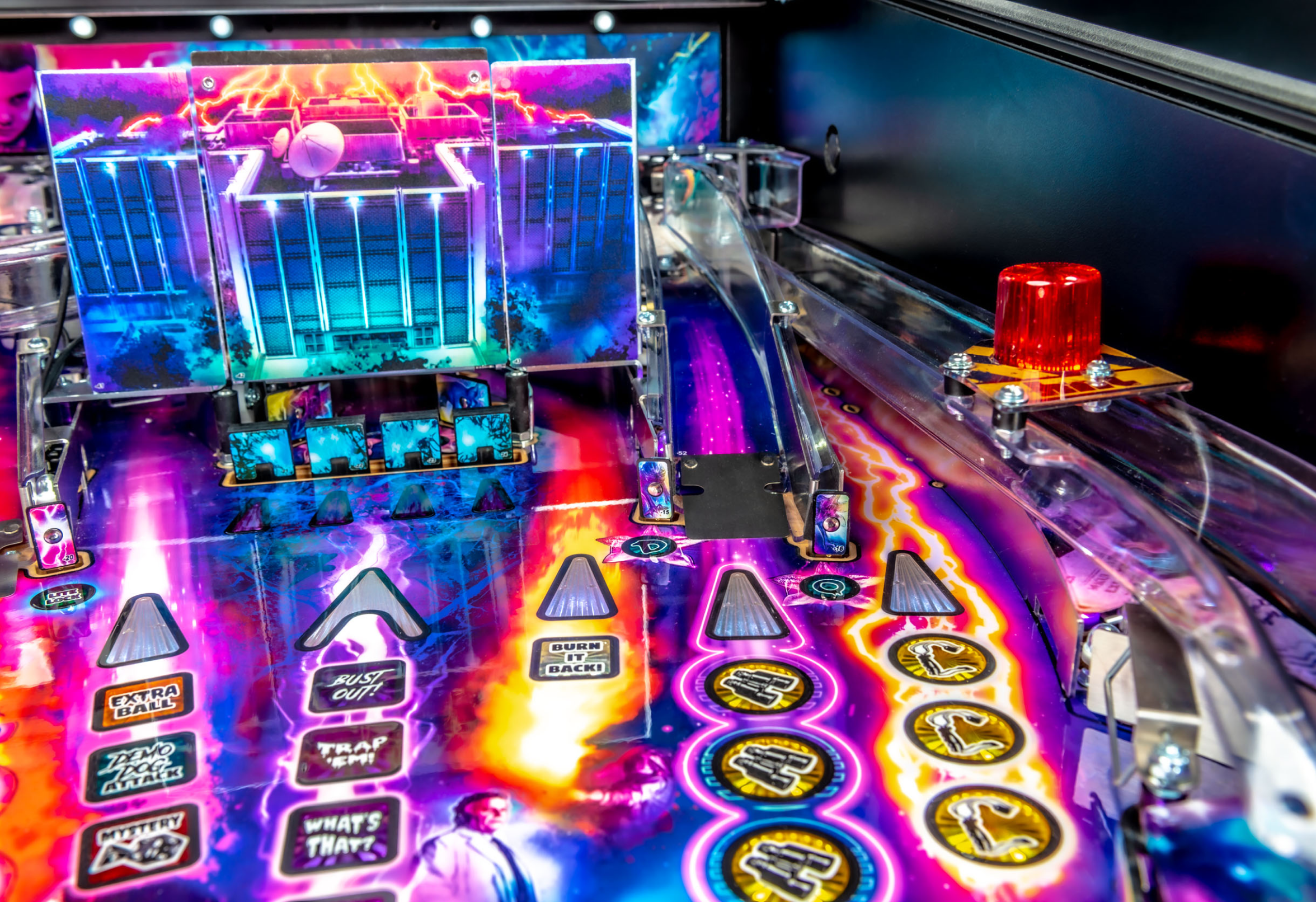 Demogorgon Ramp in the up position on Stranger Things Pro pinball.