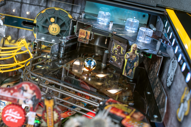 A shooting gallery on the upper playfield of the Fallout Pinball machine by Stern.