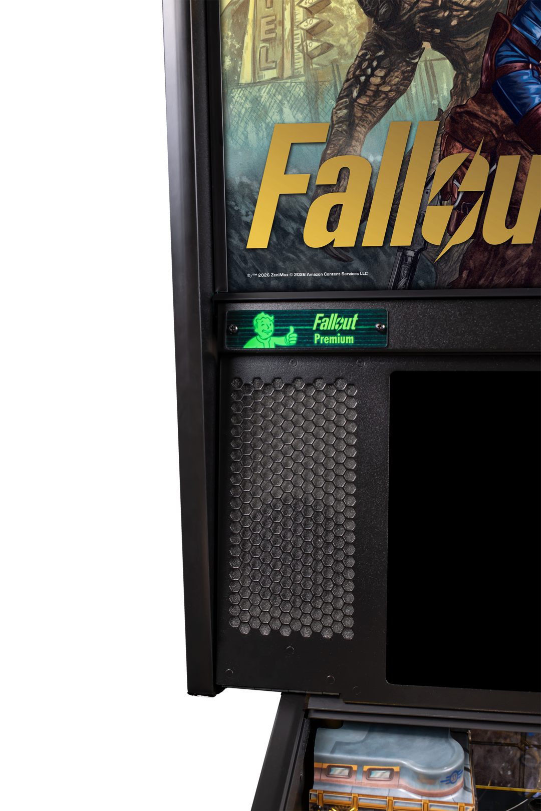 The speakers on the Premium Model of Fallout from Stern Pinball.