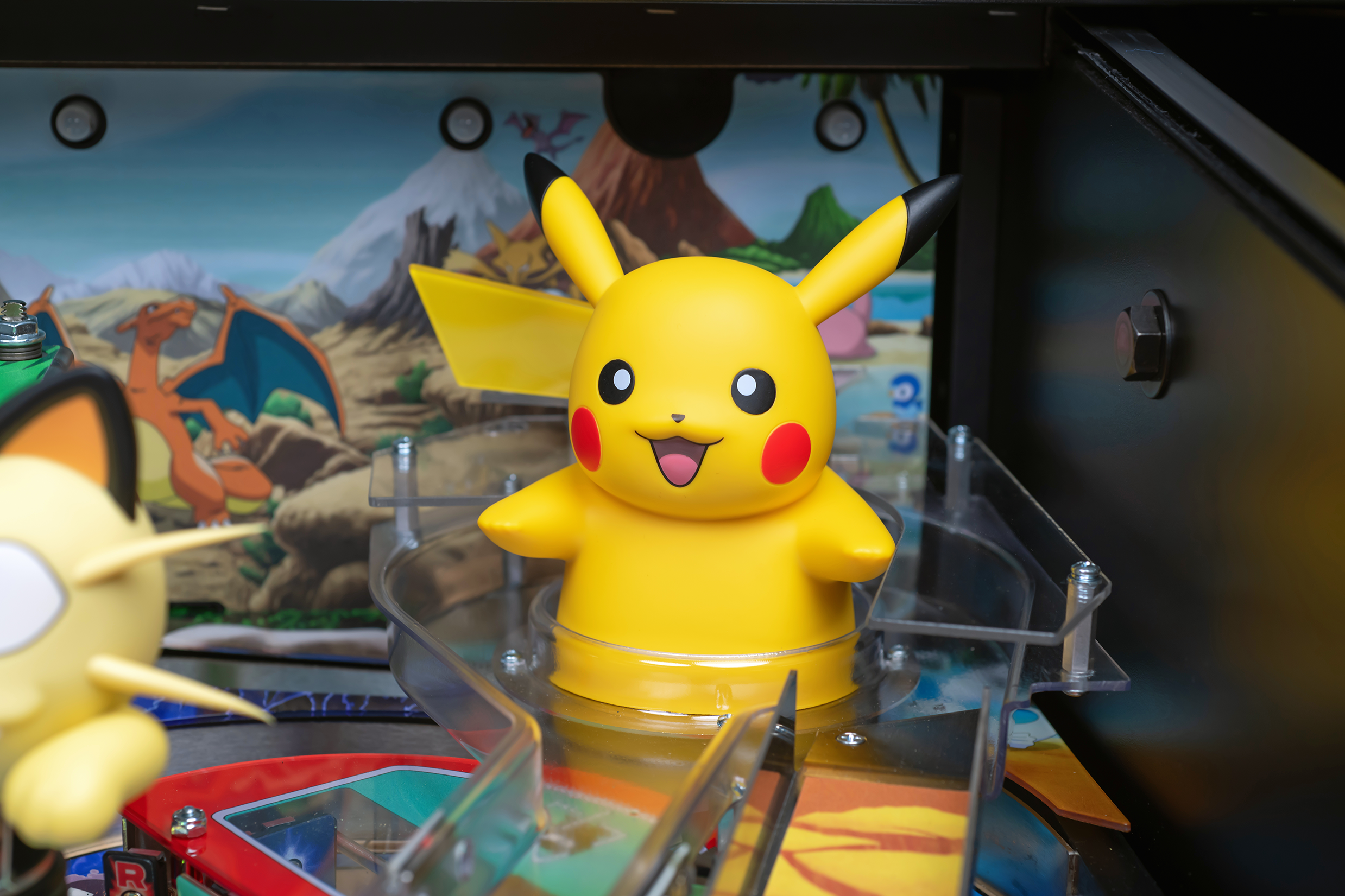 Pikachu figure from Pokemon in the Pokemon pinball machine by Stern Pinball