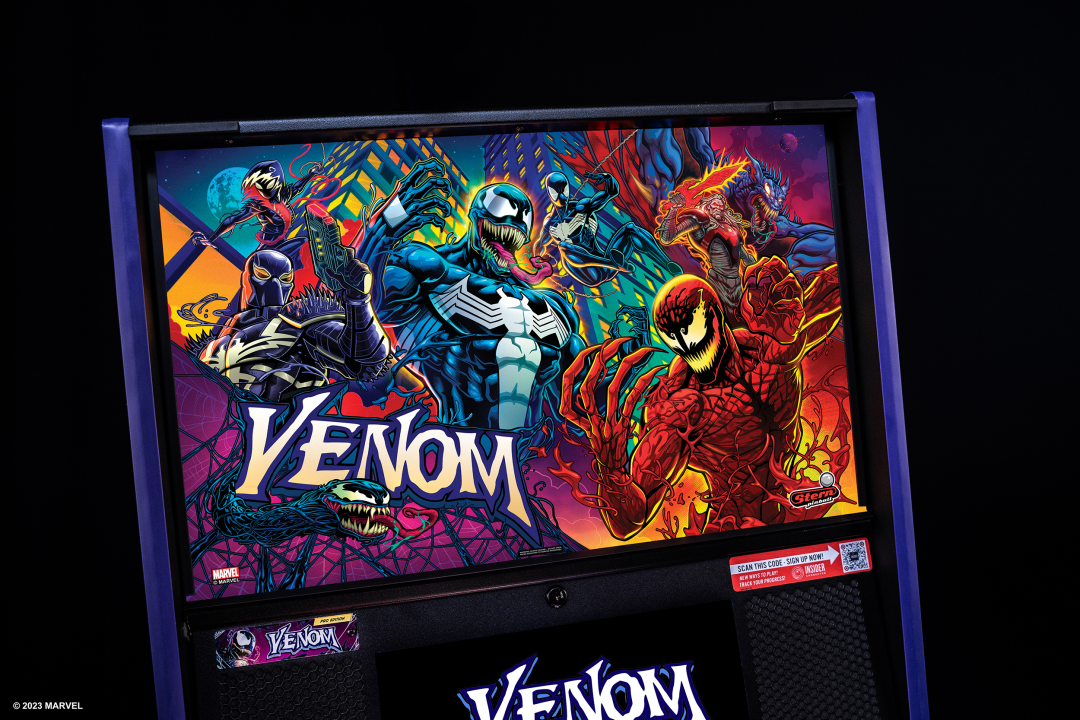 Backglass on Venom Pinball Machine